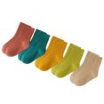 thumbnail image 3 of 5 pares de calcetines de media pantorrilla para niños, algodón peinado, suaves, cómodos, durabilidad, Color puro, calcetines para niños pequeños para otoño, 3 of 5