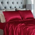 thumbnail image 3 of Unique Bargains Ensemble de Draps en Satin 4 Pcs Draps en Polyester Soyeux et Doux, 3 of 8