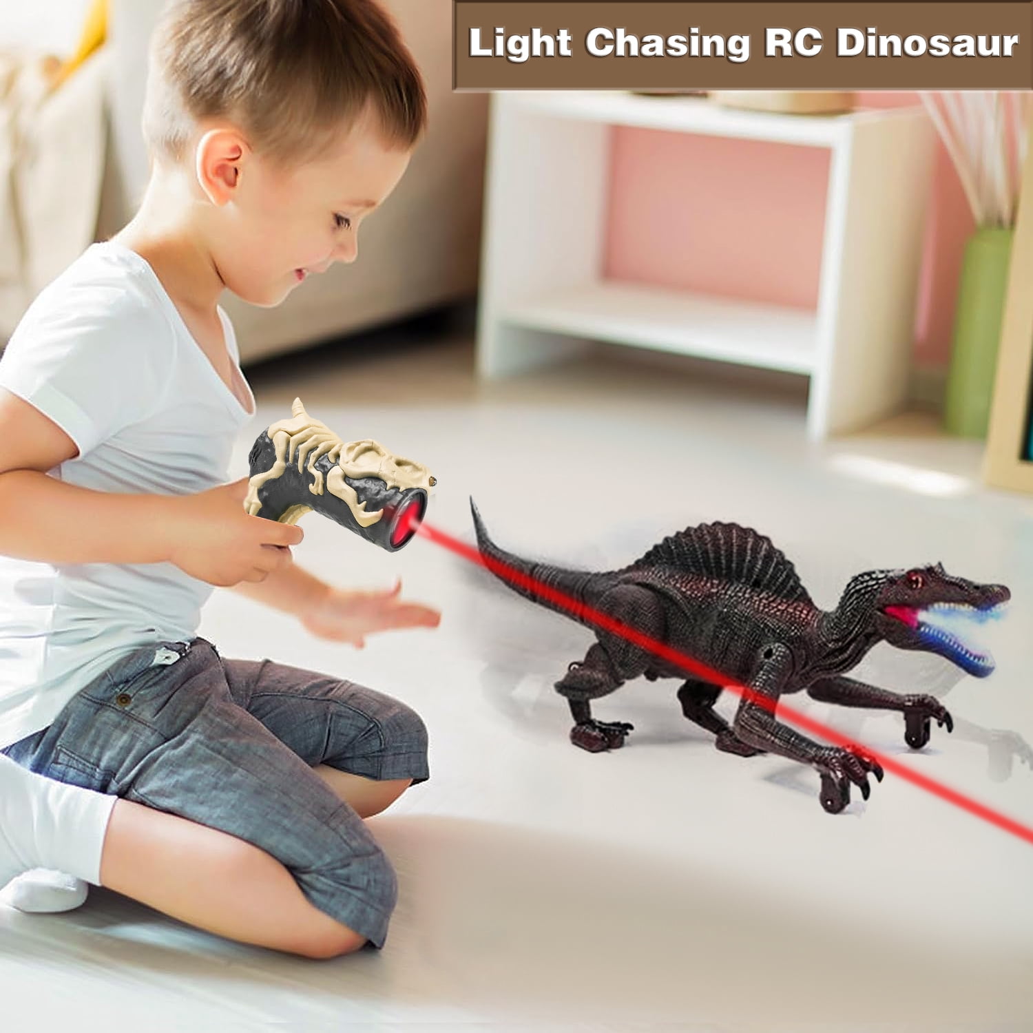 Richgv Remote Control Dinosaur Toys for Boys 3-8 Year, Light Chasing Walking Dinosaur Boys Toys RC Robot Dinosaur Toys for Kids Gift for Boys Girls