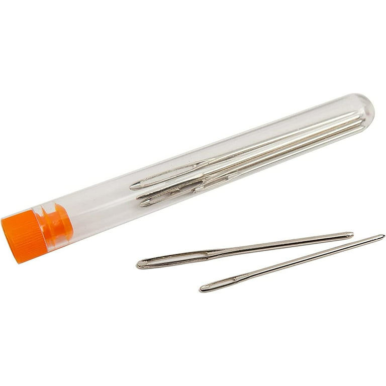 Worallymy 50pcs Large Eye Needles Threader Stainless Steel Hand Sewing Cross Stitch Embroidery Needle Threading Tools