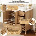 thumbnail image 3 of 36" Bathroom Vanity with Sink, Solid Wood Frame & Soft Close Doors/Drawers, Adjustable Shelf Storage Cabinet for Small & Medium Bathrooms, Acacia Wood Finish, 3 of 11