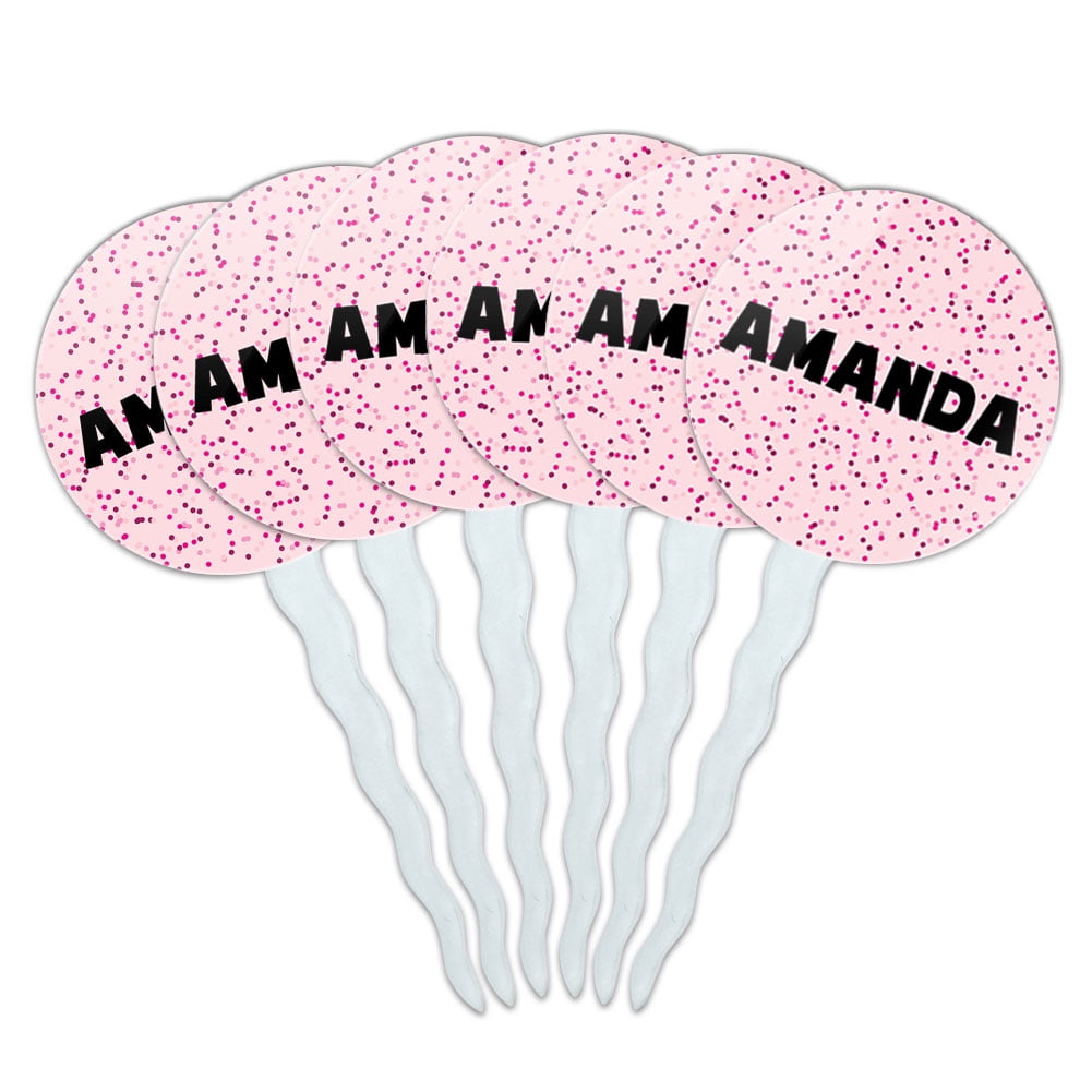 Pink Speks Amanda Cupcake Picks Toppers Set of 6 Pink Speckles Pink Speks Amanda Cupcake Picks Toppers Set of 6 Pink Speckles