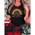 thumbnail image 1 of Camiseta estampada con sol colorido y divertido para mujer. Camiseta informal de manga corta con cuello redondo, algodón elástico, lavable a máquina. Perfecta para verano y tiempo libre., 1 of 6