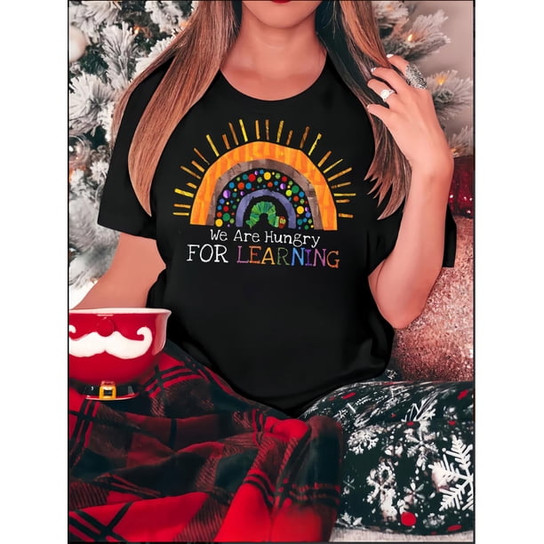 Camiseta estampada con sol colorido y divertido para mujer. Camiseta informal de manga corta con cuello redondo, algodón elástico, lavable a máquina. Perfecta para verano y tiempo libre.