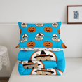 thumbnail image 5 of Feelyou Cute Pumpkin Queen Comforter Set, Cartoon Witch Cat Comforter Sets Queen, Cyan Orange, Halloween Reversible, 3 Pieces, 1 Comforter and 2 Pillowcases, 5 of 7