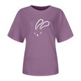 thumbnail image 4 of Women T-Shirt Casual Loose Solid Color Shirt with Crew Neck and Sleeved Drop, 4 of 4