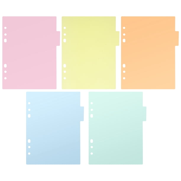 2 separadores de páginas de índice de plástico de colores para notas de cuaderno (A5)