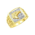 thumbnail image 4 of RYLOS Men's Rings Yellow Gold Plated Silver Rings Lucky Nugget Horse Head 6X4MM Gemstone & Diamond Ring White Topaz April Birthstone Rings For Men Size 13, 4 of 8