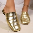 thumbnail image 4 of HAOTAGS Women Mule Slides Flat,Breathable Square Toe Pump Slide On Summer Shoes Gold 9, 4 of 9