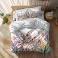 thumbnail image 2 of Sweet Home Full Size Comforter Set, Easter Bunny Spring Butterflies Flowers Country Leaf Bedding for All Seasons, 4 Pcs Bed Set, 1Quiltcover (86"x86") ,1Sheet(80"x116"), 2Pillowcases (30"x20"), 2 of 12