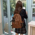 thumbnail image 2 of HJYCHN Bookbag for Girls Ruffled Quilted Bow Ribbon Backpack Back to School Supplies for Kids Boys Backpack Brown, 2 of 5