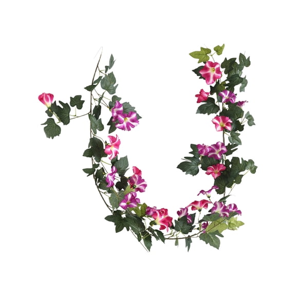 5.74ft Artificial Morning Glory Hanging Plants Silk Garland, Wall Hanging Artificial Flower Vines for Outdoor Wedding