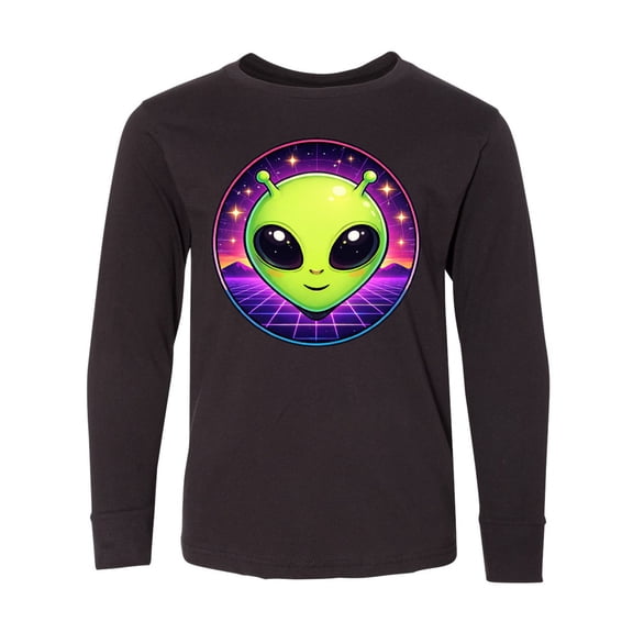 Inktastic Cute Retro Neon Alien Long Sleeve Youth T-Shirt