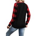thumbnail image 4 of Camiseta de mujer manga larga raglán cuadros estampados empalmes para el día de San Valentín XBTCLXEBCO Flor negra, Grande, 4 of 6