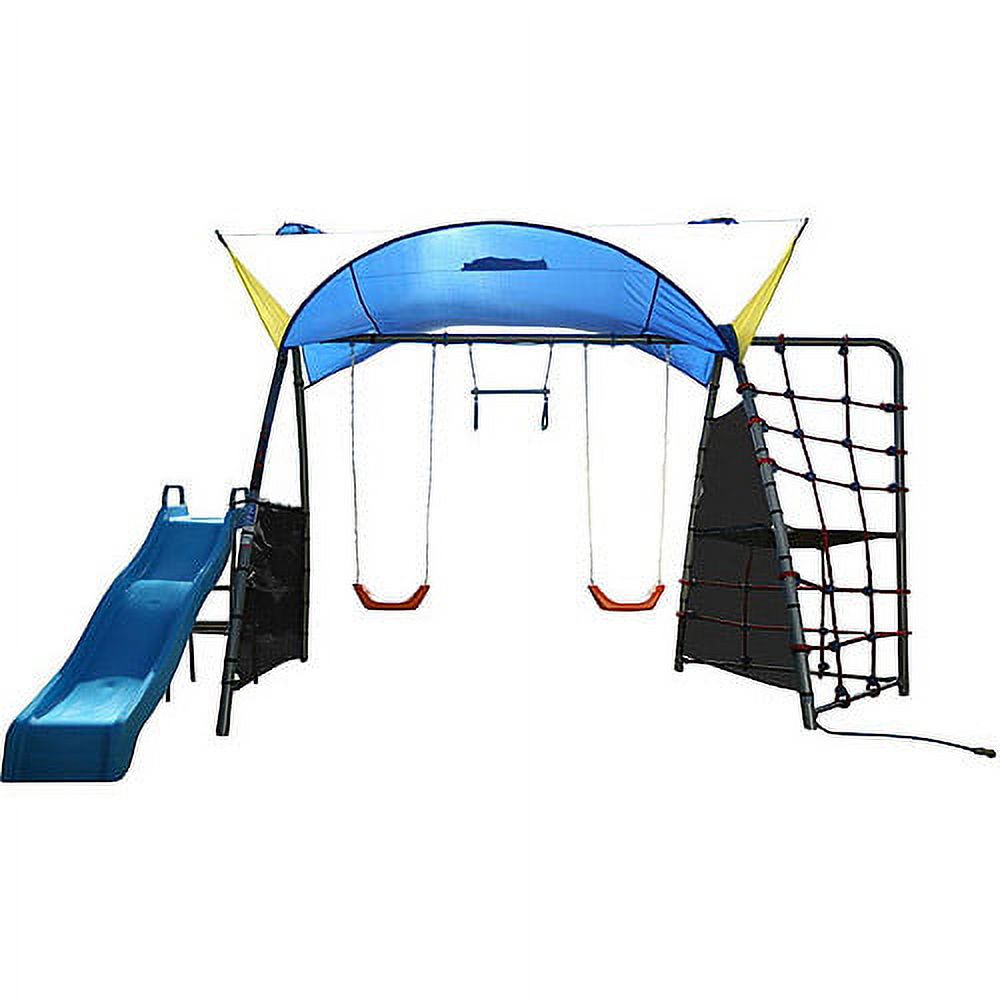 Ironkids Inspiration 300 Refreshing Mist Swing Set with Rope Climb and Expanded UV Protective Sunshade - image 4 of 11