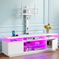 thumbnail image 1 of Greenstell TV Stand and Mount for 32" to 70", TV Table with Power Outlet, Gaming Modern Entertainment Center with Storage, LED Light, Height Adjustable, 51", White, 1 of 6