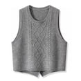 thumbnail image 1 of Women Fashion Solid Knit Sweater Vest Casual Loose Fit Short Split Design Comfortable Layering Piece, 1 of 2