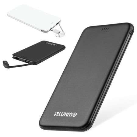 Portable Power Bank, 5000 mAh Ultra Slim Android and iPhone External Power Bank Battery Charger with Built in Cable Micro Usb To 8 Pin Convertor - (Best Slim Portable Battery)