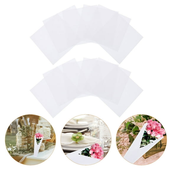 Masteelf  50 Pcs Flower Paper Cones Petal Toss Petals Floral Bride White