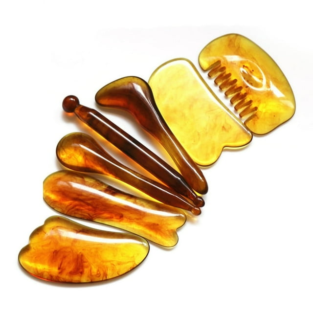 Natural Gua Sha Board Gua Sha Scraping Massage Tool Set 7 Shape Skin Care Comfortable Soft Jade Board Kit