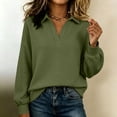 thumbnail image 6 of Hvogkswy Mock Neck Sweatshirt for Women Solid Casual Waffle-Weave Sweatshirts Fall Fashion Long Sleeve Pullover Sweatshirts, 6 of 9