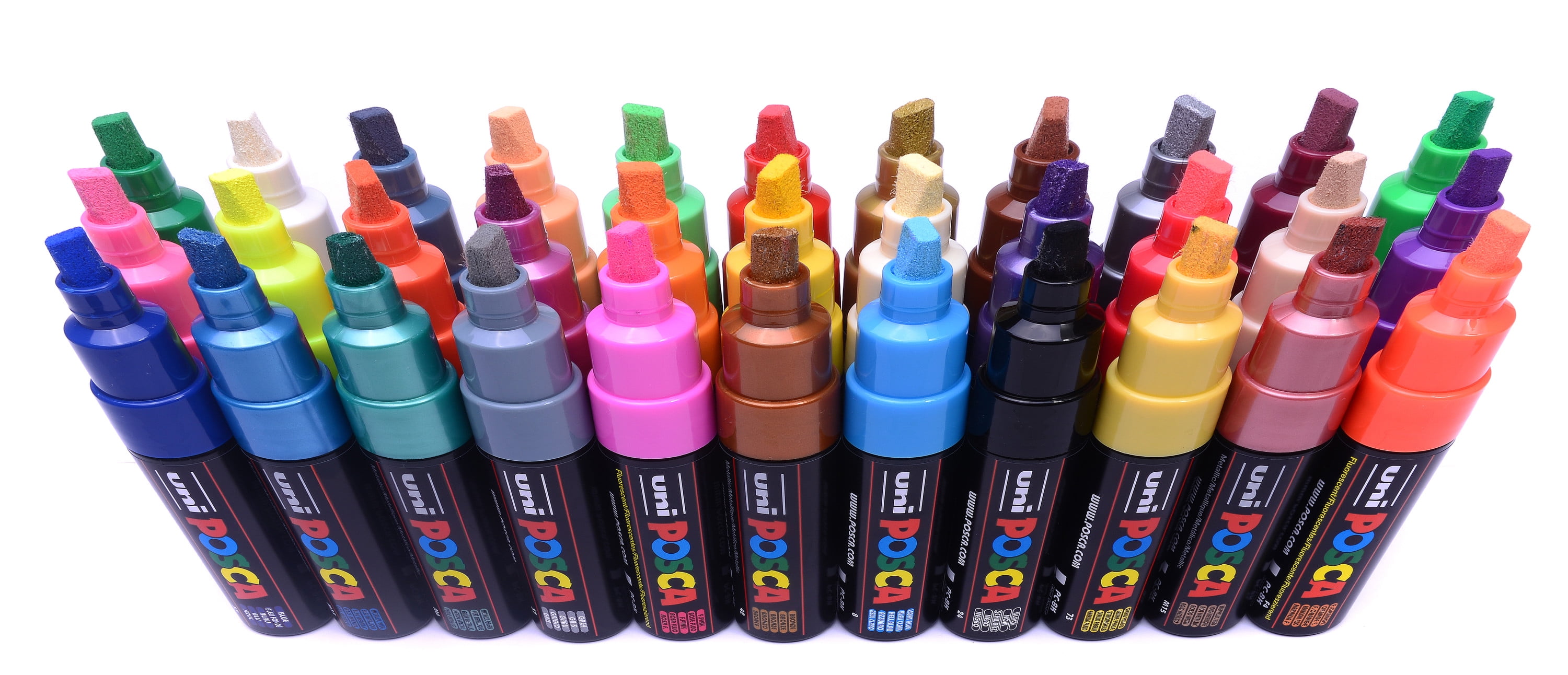 PoscART POSCA PC-8K (PC8K8F) Fluoro Colours In A Set Of 8 Chisel Tip Shaped Paint  Marker Pens
