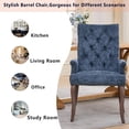 thumbnail image 5 of Tufted Dining Chairs with High Back,Neutral Fabric Upholstered Kitchen Chair Rustic Solid Wood Legs,Farmhouse Side Chair with Arms Nailhead Trim for Dining Room (Neutral Blue, 1PC), 5 of 14