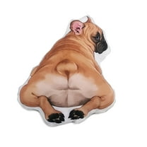 WIRESTER 9.84 inches Faux Linen Fabric & PP Cotton Filler Animal Shaped Pillow Cushion, French Bulldog Butt Looking Back