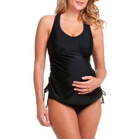 Catalina Maternity Tankini Swimsuit Top With Ruched Sides & Adjustable Ties