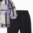 thumbnail image 5 of Zuwimk 2Pcs Kids Boys Sweatsuit Hoodie Flannel Plaid Shirt Tops and Jogger Pants for Kids Fall Winter Spring Outfits(Purple,18-24 Months), 5 of 6