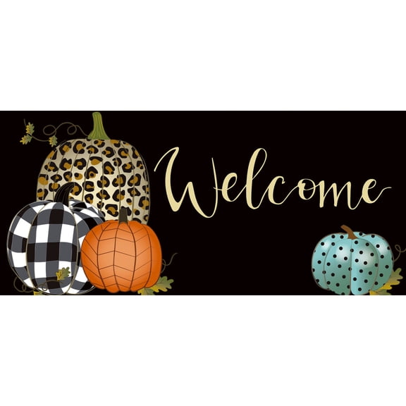 Evergreen,Sassafras Mat Set,Sassafras Switch Mat Size: 22"W x 10"H, Black Scroll Sassafras Mat Tray: 30"W x 18"H, Mixed Print Pumpkins