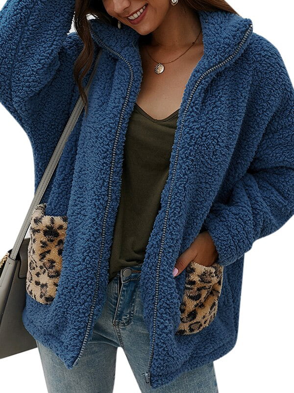 Qmmikk - Qmmikk Women's Fleece Fuzzy Faux Zipper Coats Jackets with ...