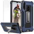 thumbnail image 1 of IBAOLE for Huawei P30 Lite Case Rugged Military Dual Layer Huawei P30 Lite Case with Screen Protector Metal Kickstand Heavy Duty Full Protection Shockproof Case for Huawei P30 Lite,Blue Blue -, 1 of 7
