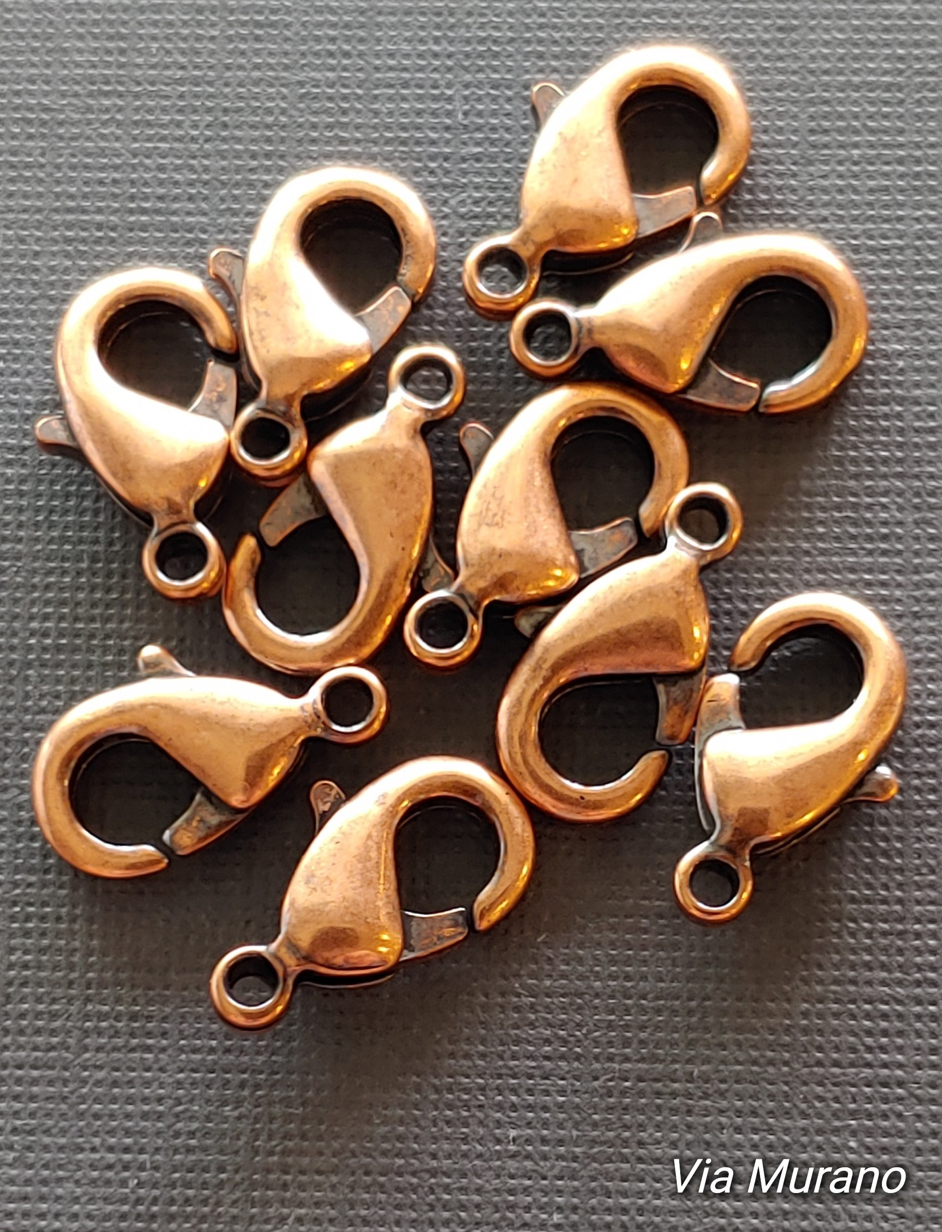 DuroPlate Lobster Clasp 11mm Bella Flamed Antique Copper Plate. Package