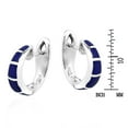 thumbnail image 2 of Simple Elegance Blue Lapis Inlay Sterling Silver Hoop Huggie Earrings, 2 of 5