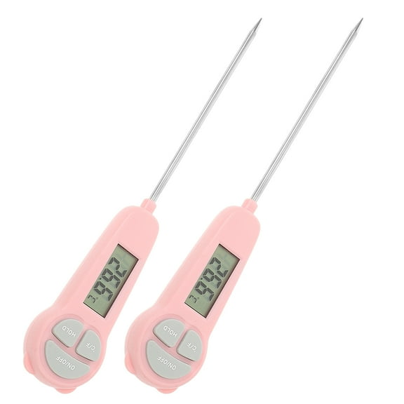 STRANDCHIC 2Pcs Pink Digital Food Thermometer for Cooking Baking Frying Oil Portable Waterproof