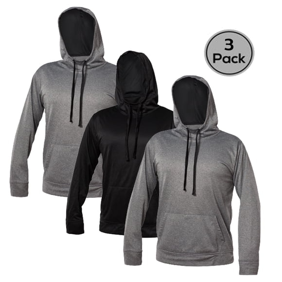 Blank Activewear, Pack of 3 Men's Hoodie Mock Neck, Kangaroo Pocket, Fleece 100% polyester