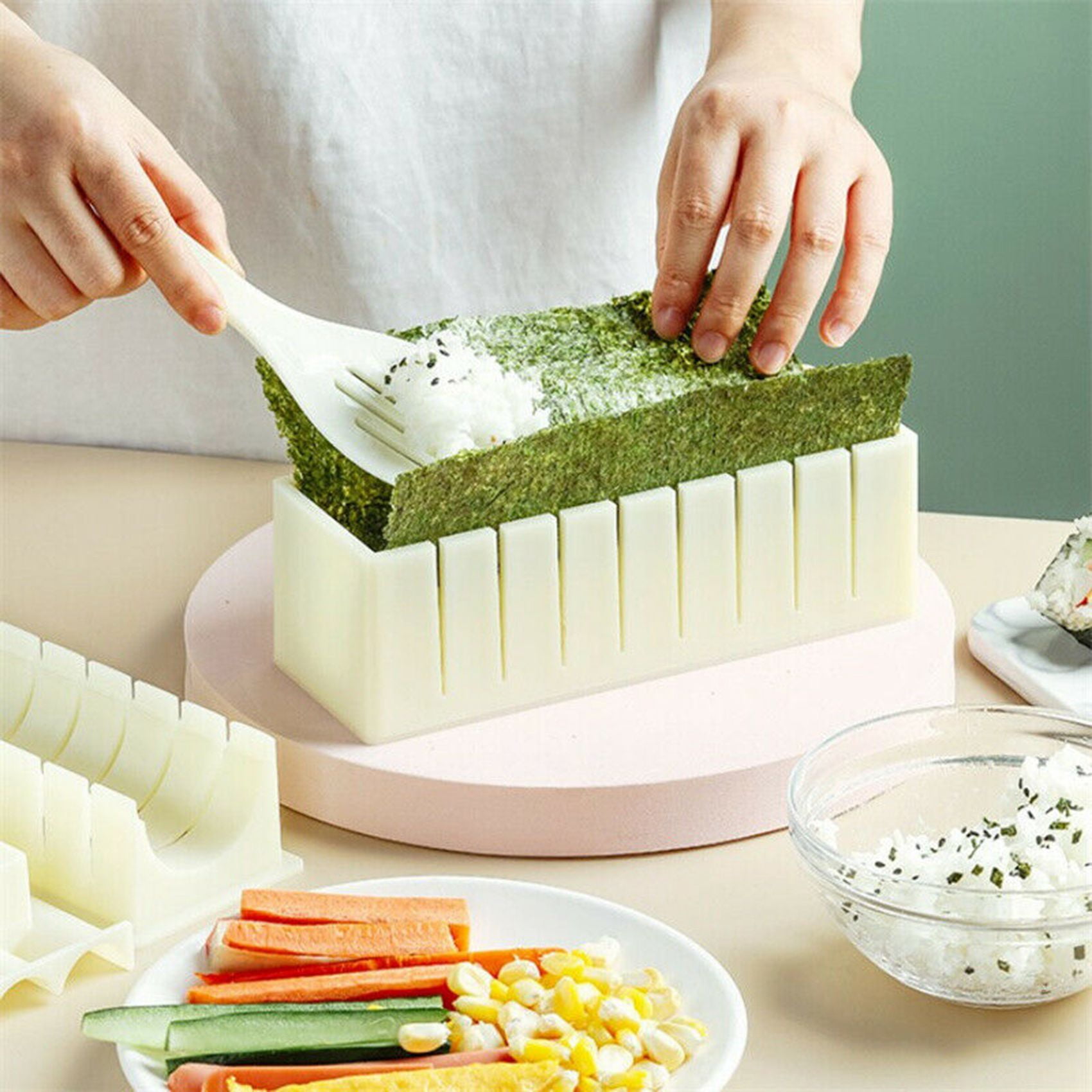 1/2set Sushi Making Kit Japanese Rice Ball Cake Roll Mold DIY Home
