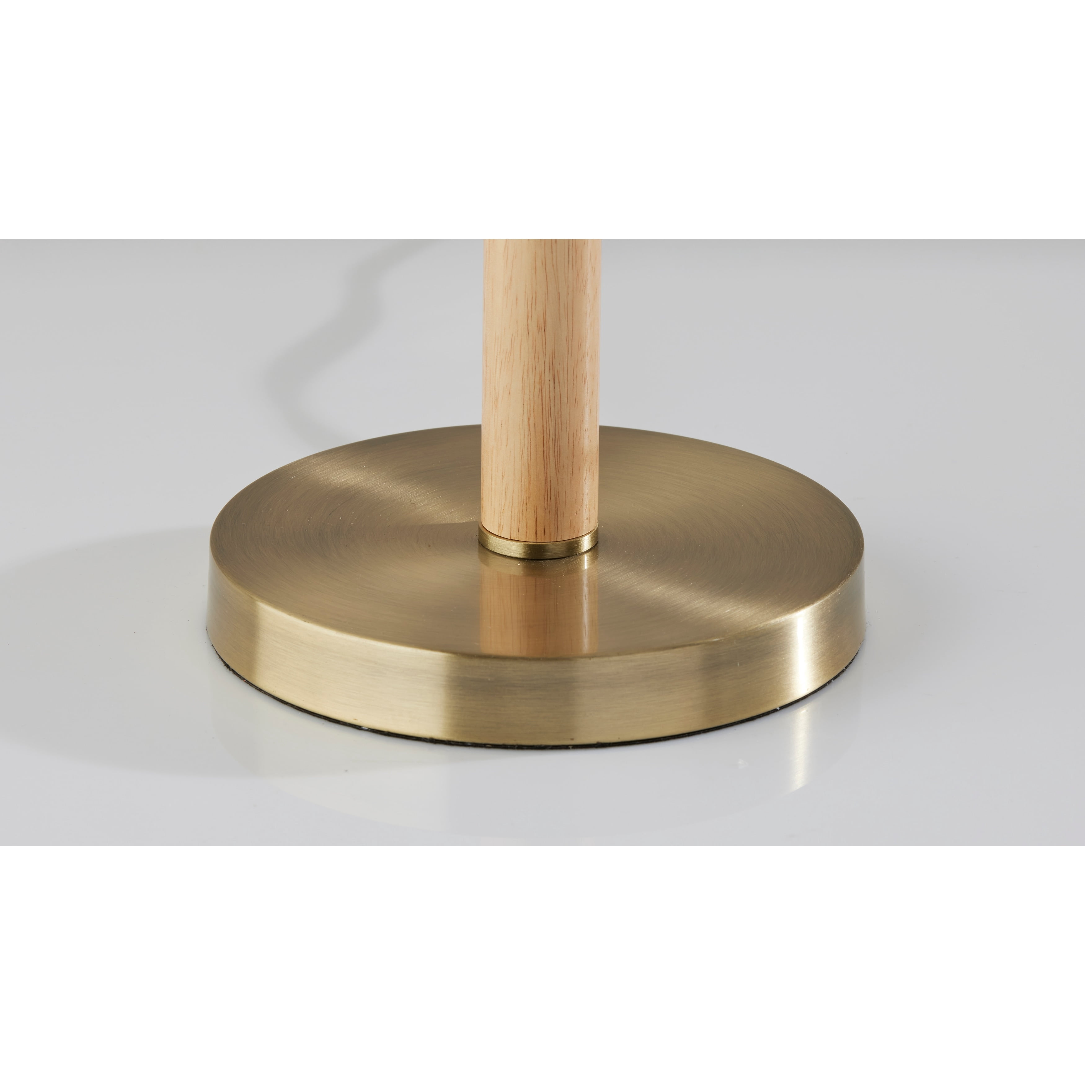 Adesso Madeline Table Lamp, Walnut RubberWood Base & Brushed Steel, Wood Base, White Textured Fabric Shade