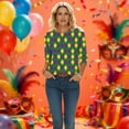 thumbnail image 6 of Erwazi Mardi Gras T-Shirt for Women Graphic Printed Crewneck 3/4 Sleeve Carnival Tee Top, 6 of 6