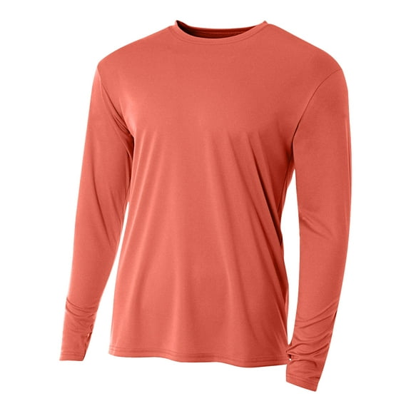 A4 N3165 Mens Cooling Performance Long Sleeve Crew - Coral - S