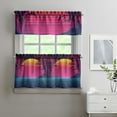 thumbnail image 2 of Kitchen Curtains 24 Inch Short - 3 Panel Set, Rod Pocket Window Curtain with Tropical Palm Tree Sunset Print, 100% Polyester for Boho Kitchen, Beach Room, Easy Wash, 2 of 6