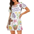 thumbnail image 1 of Easygdp Happy Easter1 Camisón de manga corta para mujer, informal, estampado, 1 of 6