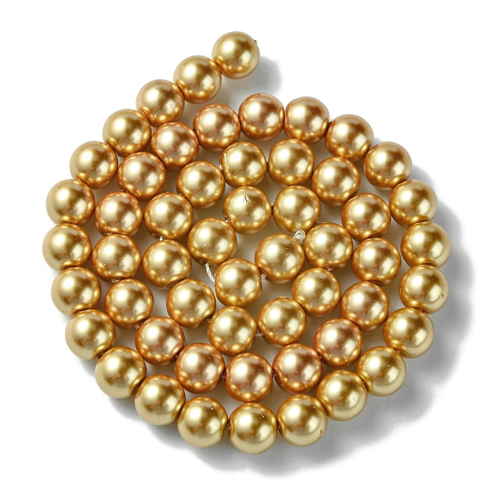 10Strand Eco-Friendly Glass Pearl Beads Strands Grade A Round Dyed Cotton Cord Threaded Peru 8mm Hole: 1.2~1.5mm about 52pcs/strand
