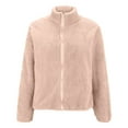 thumbnail image 3 of GXIPO Women Sherpa Jacket Full Zip Fuzzy Teddy Coat with Pockets Fleece Lined Warm Winter Casual Outfits Pink L, 3 of 6