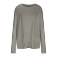 thumbnail image 4 of Long Sleeve Tunic Tops for Women Casual Plus Size Crew Neck Front 2 Pockets Plain T Shirts Basic Tees S-5XL (M, Gray), 4 of 6