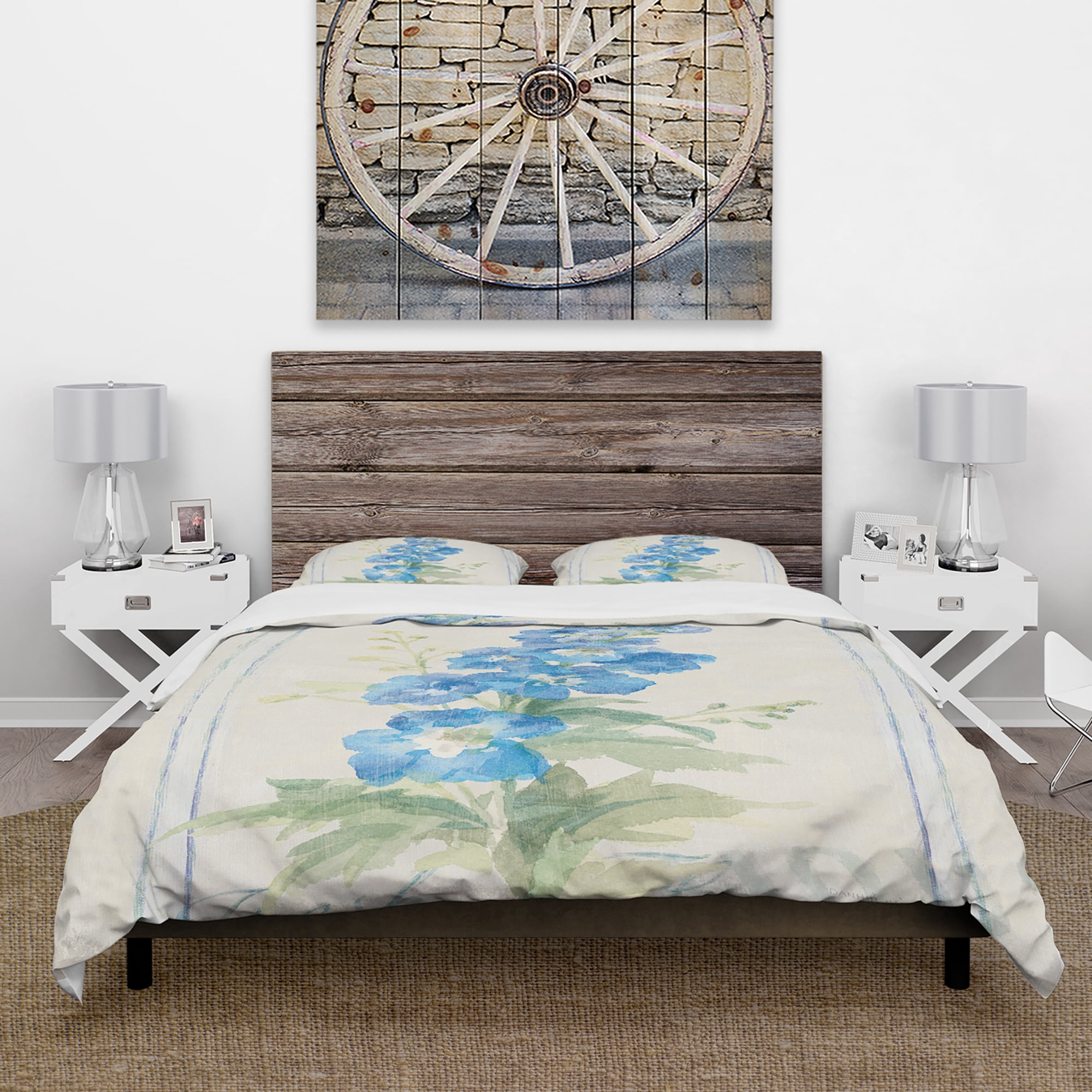 Designart 'Floursack Florals VII' Cottage Duvet Cover Set