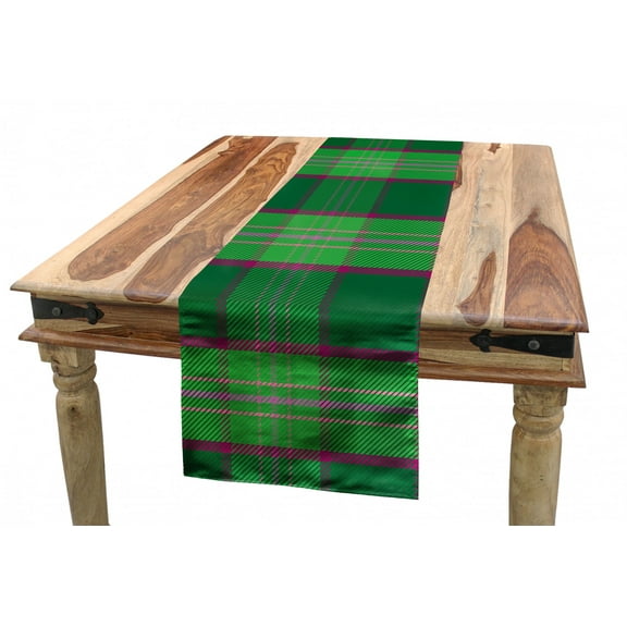 Abstract Table Runner, Tartan Inspired Pattern of Diagonal Streaks, Dining Room Kitchen Rectangular Runner, 3 Sizes, by Ambesonne