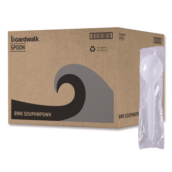 Boardwalk Heavyweight Polystyrene Cutlery, Soup Spoon, White, 1000/Carton