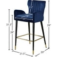 thumbnail image 3 of Meridian Furniture Luxe 28"H Velvet Counter Stool in Navy (Set of 2), 3 of 5